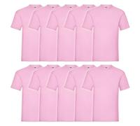 Fruit of the Loom 10er Pack Valueweight T-Shirt + GRATIS MyShirt Stoffbeutel, Farbe:Rose, Größe:M