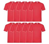 Fruit of the Loom 10er Pack Valueweight T-Shirt + GRATIS MyShirt Stoffbeutel, Farbe:rot, Größe:2XL