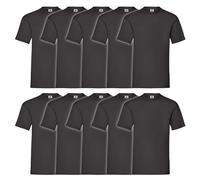 Fruit of the Loom 10er Pack Valueweight T-Shirt + GRATIS MyShirt Stoffbeutel, Farbe:schwarz, Größe:2XL