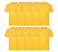 Fruit of the Loom 10er Pack Valueweight T-Shirt + GRATIS MyShirt Stoffbeutel, Farbe:sonnenblumengelb, Größe:2XL