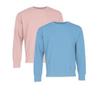 Fruit of the Loom 2er-Pack Classic Set-in Sweat Sweatshirt Herren, Powder Rose + Sky Blue, L