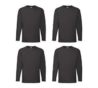 Fruit of the Loom 4 T Shirt Longsleeve M L XL XXL Langarm Verschiedene Farbsets auswählbar (3XL, Schwarz)