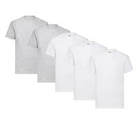 Fruit of the Loom 5-Pack Valueweight T-Shirt, 3X Weiss + 2X Grau + 1 HL Kauf Notizblock, Größe XL