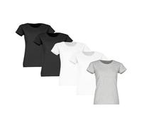 Fruit of the Loom 5er Pack Ladies´ Valueweight T Damen T-Shirt, 2xBlack + 2xWhite + Heather Grey, L
