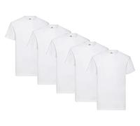 Fruit of the Loom 5er Pack T-Shirts, 5X Weiss + 1 HL Kauf Notizblock, Größe M