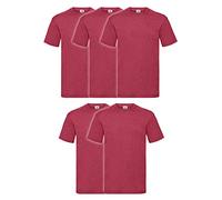Fruit of the Loom 5er Pack Valueweight T Kids Kinder T-Shirt, Größe:116, Farbe:5X Vintage rot meliert