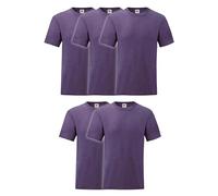 Fruit of the Loom 5er Pack Valueweight T-Shirt + GRATIS MyShirt Stoffbeutel, Farbe:violett meliert, Größe:L