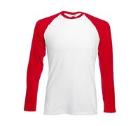 Fruit of the Loom Baseball Langarm ( Longsleeve ) T-Shirt S M L XL XXL Weiss,S