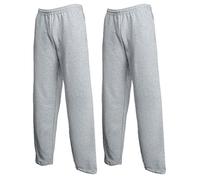 Fruit of the Loom Classic Jog Pants Herren Jogginghose mit offenem Beinabschluss, Größe:3XL, Farbe: 2X Grau offen + 1 HL Kauf Notizblock
