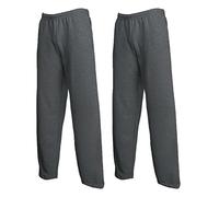 Fruit of the Loom Classic Jog Pants Herren Jogginghose mit offenem Beinabschluss, Größe:L, Farbe: 2X Dark Heather offen + 1 HL Kauf Notizblock