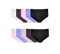 Fruit of the Loom Damen Breathable Underwear, Moisture Wicking Keeps You Cool & Comfortable, Available in Plus Size Slip, Micro-Mesh - Übergrößen-Slips - 10er-Pack - Schwarz/Blau/Lila, 38