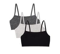 Fruit of the Loom Damen Baumwolle mit Spaghettiträgern - Ganztägiger Komfort Sport-BH, Undurchsichtige, Schwarz/Heather Grey/Charcoal, 80 (3er Pack)