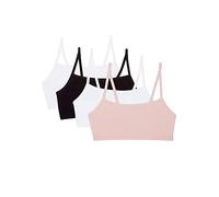 Fruit of The Loom Damen Baumwolle mit Spaghettiträgern - Ganztägiger Komfort und Einfache Bewegung Sport-BH, Blickdicht, Blushing Rose/Weiß/Weiß/Schwarz, 4er-Pack, 85