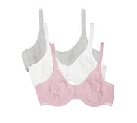 Fruit of the Loom Damen Unlined Underwire Bra-Cotton & Spandex Blend for Natural Shape and Flexibility T-Shirt-BH, Undurchsichtige, Bittersweet Pink/Weiß/Grau Hthr, 95E (3er Pack)