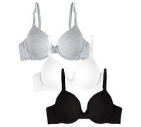 Fruit of the Loom Damen T-Shirt-BH, Undurchsichtige, Schwarz/Weiß/Grau Heather, 85A (3er Pack)