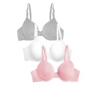 Fruit of the Loom Damen Glatter Baumwolle - Ultraweich, Flexibel und Unsichtbar T-Shirt-BH, Undurchsichtige, Blushing Rose/White/Grey Heather, 85A (3er Pack)