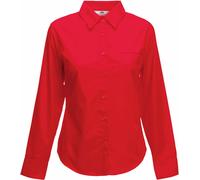 Fruit of the Loom Damen Langarm Poplin Shirt Lady-Fit Bluse 65-012-0 red XL