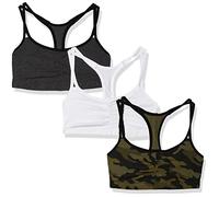 Fruit of the Loom Damen Spaghetti Strap Cotton Bra-All-Day Comfort & Easy Movement Sport-BH, Undurchsichtige, Camo/Weiß/Anthrazit mit Schwarz, 95 (3er Pack)
