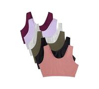 Fruit of the Loom Damen Spaghetti Strap Cotton Pullover Bra Value Pack Sport-BH, Undurchsichtige, Schwarz/Heather Grey/Olive/Lila/Lila/Dusk, 80 (6er
