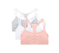 Fruit of The Loom Damen-Sport-BH mit Spaghettitrgern zum berziehen aus Baumwolle im 3er-Pack, Skinny Stripe/Wei/Blushing Rose, 40