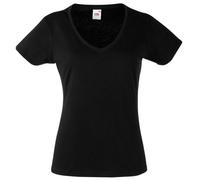 Fruit of the Loom Damen T-Shirt Valueweight V Neck Lady-fit, Schwarz, XX-Large