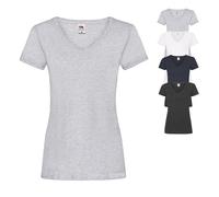 Fruit of the Loom Damen T-Shirt mit V-Ausschnitt Black XS