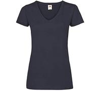 Fruit of the Loom Damen T-Shirt Valueweight V Neck Lady-fit, Blau (marineBlau), Large