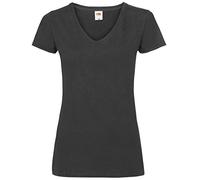 Fruit of the Loom Damen-T-Shirt Lady-Fit Valueweight V-Ausschnitt Schwarz S