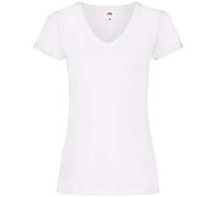 Fruit of the Loom Damen T-Shirt Valueweight V Neck Lady-fit, Weiß (Weiß 30), X-Small