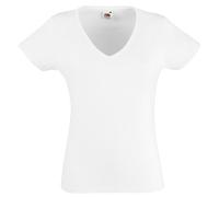 Fruit of the Loom Damen T-Shirt Valueweight V-Neck T Lady-Fit 61-398-0 White M