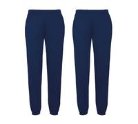Fruit of the Loom Doppelpack Classic Elasticated Cuff Jog Pants + GRATIS MyShirt Stoffbeutel, Farbe:Navy, Größe:L