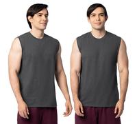 Fruit of the Loom Herren Eversoft Cotton Sleeveless T Shirts, Breathable & Moisture Wicking with Odor Control, Sizes S-4x Unterhemd, Muscle - 2er-Pack - Black Heather, XX-Large