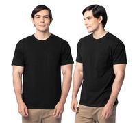 Fruit of the Loom Herren Eversoft Cotton Short Sleeve Pocket, Breathable & Tag Free T-Shirt, 2 Stück-Schwarz, 3X-Groß (2er Pack)