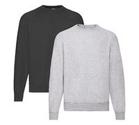 Fruit of the Loom Herren 62-216-0 Raglan-Sweatshirt. M L XL XXL 3XL 4XL auch Farbsets4XL, 1x Grau + 1x Schwarz + 1 HL-Kauf Notizblock