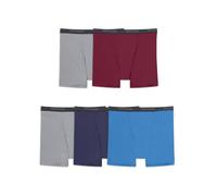 Fruit of the Loom Herren-Boxershorts mit 360-Grad-Stretch (schnell trocknend und feuchtigkeitsableitend), 5er-Pack, Grau/Rot/Blau, XX-Large