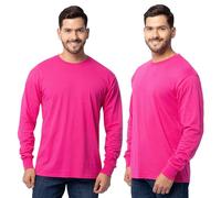 Fruit of the Loom Herren Eversoft Baumwolle Langarm T-Shirts Atmungsaktiv Feuchtigkeitstransport mit Geruchskontrolle Größen S-4X, Lange Ärmel - Cyber Pink, 3X-Groß