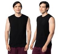 Fruit of the Loom Herren Eversoft Baumwoll-T-Shirt, ärmellos, Tank-Tops & Muskeln, Feuchtigkeitstransport & Atmungsaktiv, Größen S-4X Unterhemd, Muscle - 2 Stück - Schwarz, L