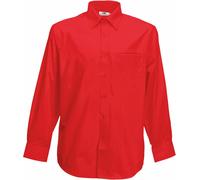 Fruit of the Loom Herren Langarm Poplin Shirt Hemd 65-118-0 red 3XL