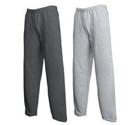 Fruit of the Loom Herren Open Hem Classic Jogging-Hose, Größe:L, Farbe: 1x Grau + 1x Dark Heather + 1 HL Kauf Notizblock