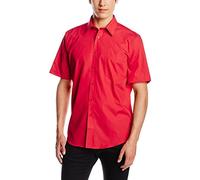 Fruit of the Loom Herren Popeline, Kurze Ärmel Freizeithemd, rot, S
