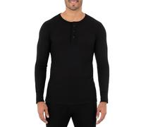 Fruit of the Loom Herren Recycelte Waffel-thermounterwäsche Henley Top (1er und 2er Pack) Pyjamaoberteil, Schwarz, Mittel