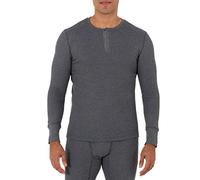 Fruit of the Loom Herren Recycelte Waffel Thermounterwäsche Henley Top (1er und 2er Packung) Pyjamaoberteil, Greystone Heather, 3X-Groß