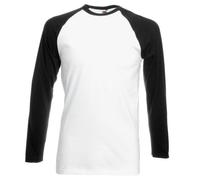 Fruit of the Loom Herren Baseball-T-Shirt Regular Fit Mehrfarbig (White/Black) Größe X-Large