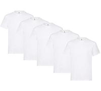 Fruit of the Loom Herren T-Shirt Heavy T auch Farbsets M L XL XXL 3XL 5 Pack,5er Weiss + 1 HL Kauf Notizblock-XL