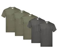 Fruit of the Loom Herren T-Shirt Original T M L XL XXL 3XL 4XL 5XL auch Farbsets, 3Olive 2Graphit, XL (5er Pack) + 1HL-Kauf Notizblock