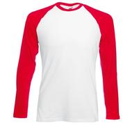 Fruit of the Loom Herren T-Shirt Valueweight Langarm Baseball T 61-028-0 White/Red S