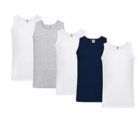 Fruit of the Loom Herren Tank Top Valueweight Athletic Vest 61-098-0 auch Farbsets M L XL XXL 3XL 4XL, 3xWeiss 1xDeepNavy 1xGrau + 1 HL-Kauf Notizblock M