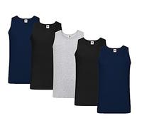 Fruit of the Loom Herren Tank Top Valueweight Athletic Vest 61-098-0 auch Farbsets M L XL XXL 3XL 4XL, 2xSchwarz 2xDeepNavy 1xGrau + 1 HL-Kauf Notizblock XXL