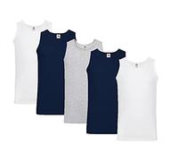 Fruit of the Loom Herren Tank Top Valueweight Athletic Vest 61-098-0 auch Farbsets M L XL XXL 3XL 4XL, 2xWeiss 2xDeepNavy 1xGrau + 1 HL-Kauf Notizblock 3XL