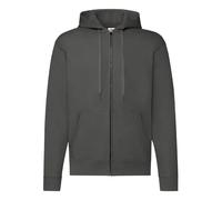 Kapuzensweatjacke FRUIT OF THE LOOM, Herren, Gr. XXL (60/62), grau (hellgrau, meliert), angeraute Sweatware, Obermaterial: 80% Baumwolle, 20% Polyester, meliert, Basic, schmal, Rundhals, Langarm Rippb